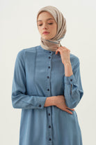 Kesik Detaylı Tunik - İndigo TUGBA