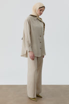 Keten Pantolon - Bej TUGBA