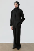 Keten Pantolon - Siyah TUGBA