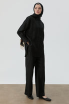 Keten Pantolon - Siyah TUGBA