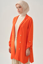 Kollar Bant Detaylı Yırtmaçlı Ceket - Mercan TUGBA