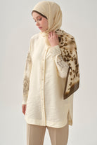 Kollar Nakışlı Tunik - Ekru TUGBA