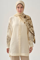 Kollar Nakışlı Tunik - Ekru TUGBA
