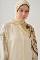 Kollar Nakışlı Tunik - Ekru TUGBA