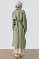 Kollar Pile Detaylı Trenç - Mint TUGBA