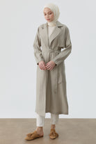 Kollar Pile Detaylı Trenç - Taş TUGBA