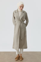 Kollar Pile Detaylı Trenç - Taş TUGBA