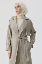 Kollar Pile Detaylı Trenç - Taş TUGBA