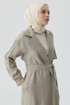 Kollar Pile Detaylı Trenç - Taş TUGBA