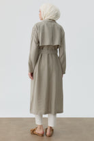 Kollar Pile Detaylı Trenç - Taş TUGBA