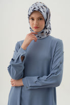 Kollar Plikaşe Düğme Detaylı Tunik - Açık Mavi TUGBA