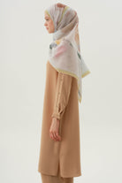 Kollar Plikaşe Düğme Detaylı Tunik - Bej TUGBA