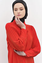 Kollar Pliseli Geniş Manşetli Tunik - Mercan TUGBA