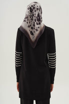 Kolları Çizgili Triko Tunik - Siyah TUGBA