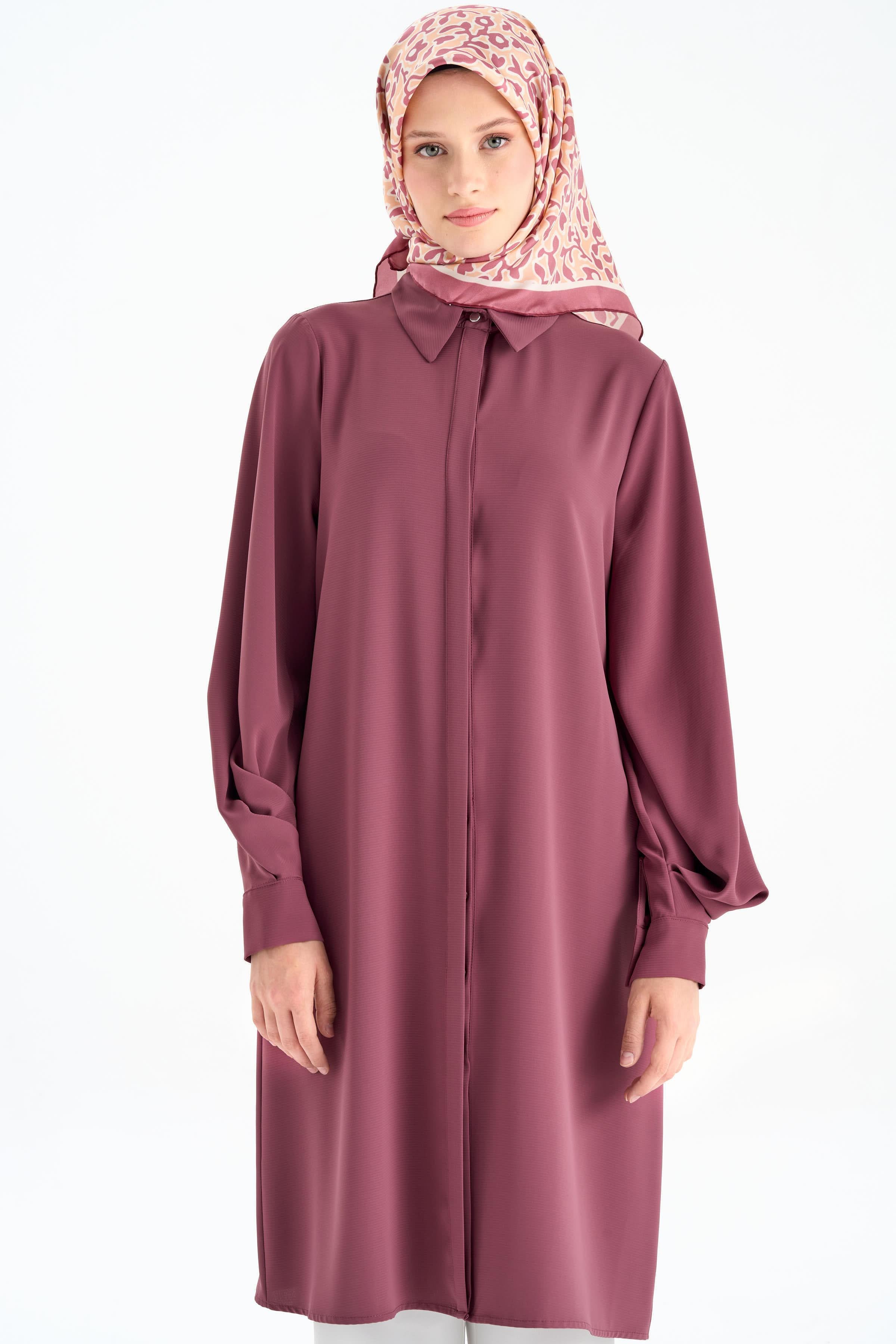 Kolları Pile Detaylı Tunik - Gül Kurusu TUGBA