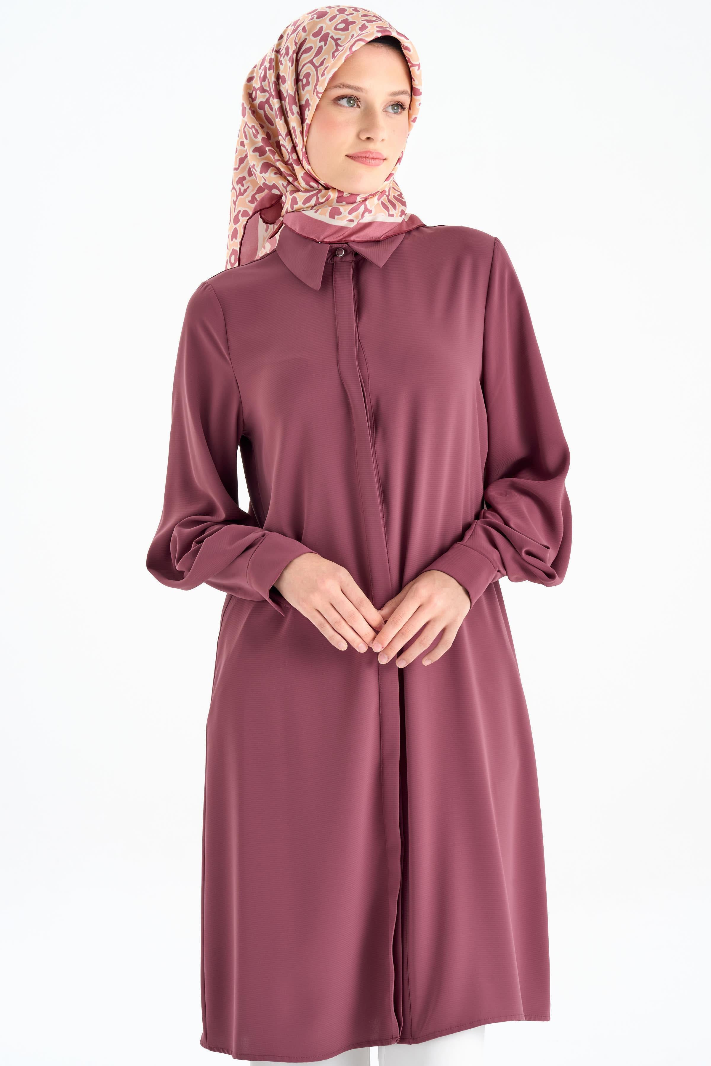 Kolları Pile Detaylı Tunik - Gül Kurusu TUGBA