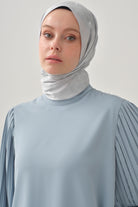 Kolları Pliseli Bluz - Açık Mavi TUGBA