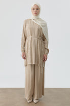 Kombinli Ceket Bluz Takım - Bej TUGBA