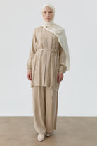 Kombinli Ceket Bluz Takım - Bej TUGBA