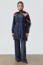 Kombinli Ceket Bluz Takım - İndigo TUGBA