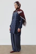 Kombinli Ceket Bluz Takım - İndigo TUGBA