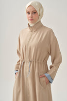 Kombinli Lastikli Kap - Bej TUGBA