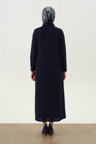 Kravat Yaka Piliseli Pardesü - Lacivert TUGBA