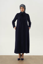 Kravat Yaka Piliseli Pardesü - Lacivert TUGBA