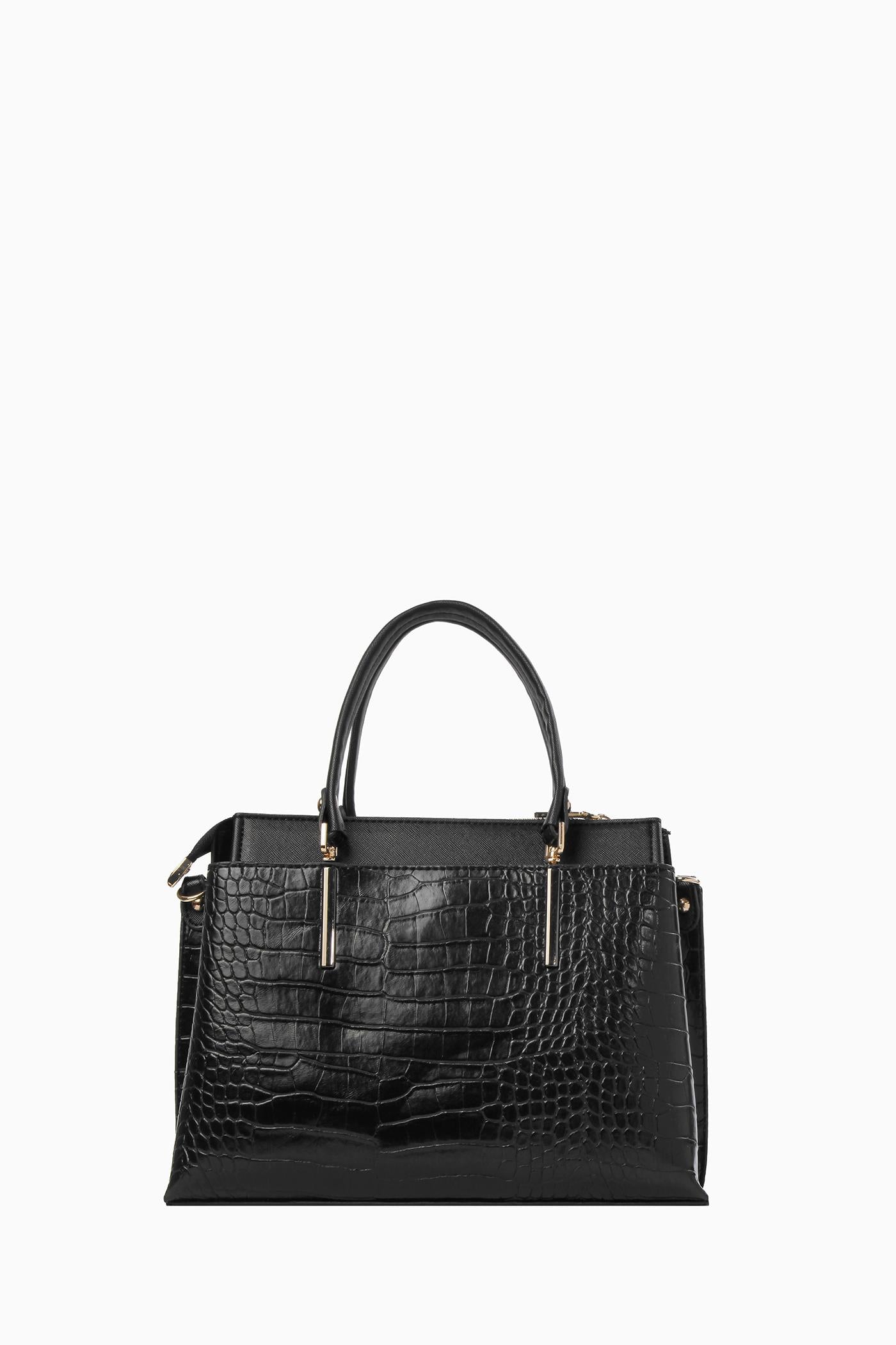 Krokodil Desen Çanta - Siyah TUGBA