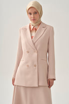 Kruvaze Basic Ceket - Bej TUGBA