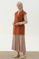 Kruvaze Bel Kemer Tokalı Yelek - Tarçın TUGBA