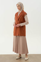 Kruvaze Bel Kemer Tokalı Yelek - Tarçın TUGBA