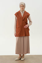 Kruvaze Bel Kemer Tokalı Yelek - Tarçın TUGBA