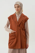 Kruvaze Bel Kemer Tokalı Yelek - Tarçın TUGBA