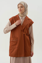 Kruvaze Bel Kemer Tokalı Yelek - Tarçın TUGBA