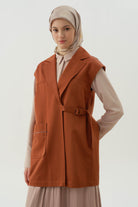 Kruvaze Bel Kemer Tokalı Yelek - Tarçın TUGBA