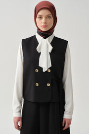 Kruvaze Mini Yelek - Siyah TUGBA