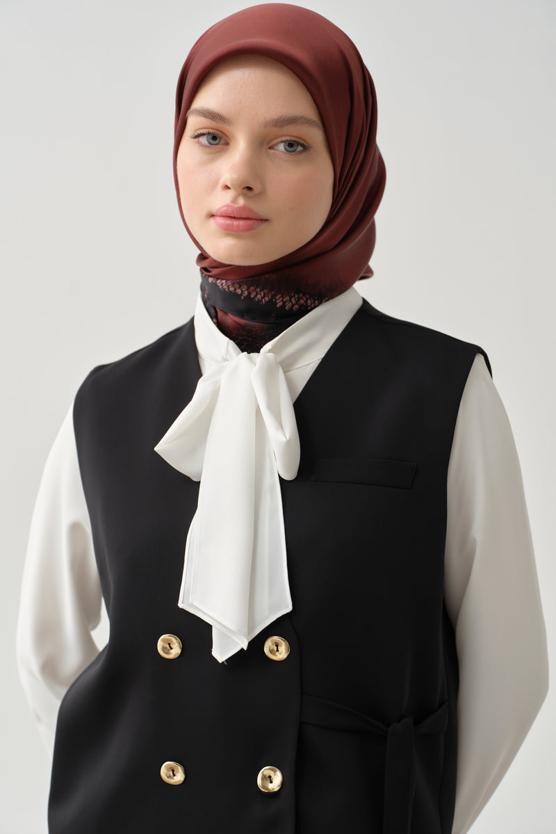 Kruvaze Mini Yelek - Siyah TUGBA