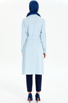 Kumaş Kemerli Kolları Nervürlü Tunik - Açık Mavi TUGBA