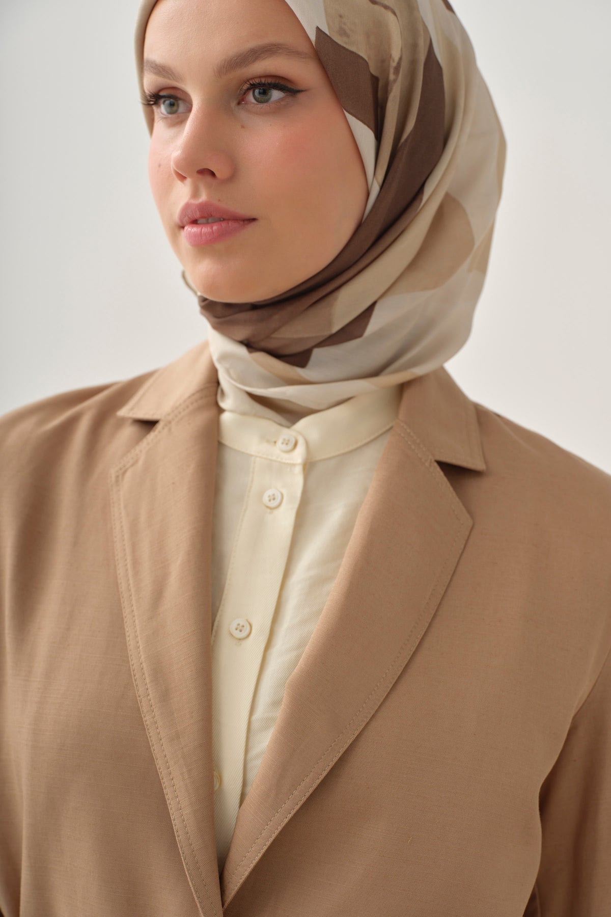 Belted Blazer Jacket - Beige