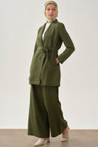 Kuşaklı Blazer Ceket - Haki TUGBA