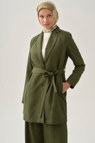 Kuşaklı Blazer Ceket - Haki TUGBA