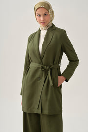 Kuşaklı Blazer Ceket - Haki TUGBA