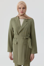 Kuşaklı Blazer Ceket - Haki TUGBA