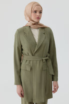 Kuşaklı Blazer Ceket - Haki TUGBA