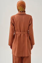 Kuşaklı Blazer Ceket - Kiremit TUGBA