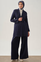 Kuşaklı Blazer Ceket - Lacivert TUGBA