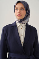 Kuşaklı Blazer Ceket - Lacivert TUGBA