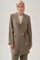 Kuşaklı Blazer Ceket - Vizon TUGBA