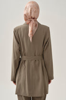 Kuşaklı Blazer Ceket - Vizon TUGBA